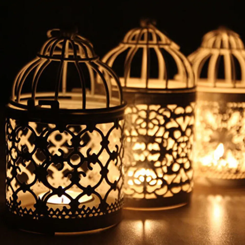 

3Pcs Birdcage Iron Holders Creative Cage Candlesticks Decorative Sticks for Home Ornament Bird Cage Candlesticks