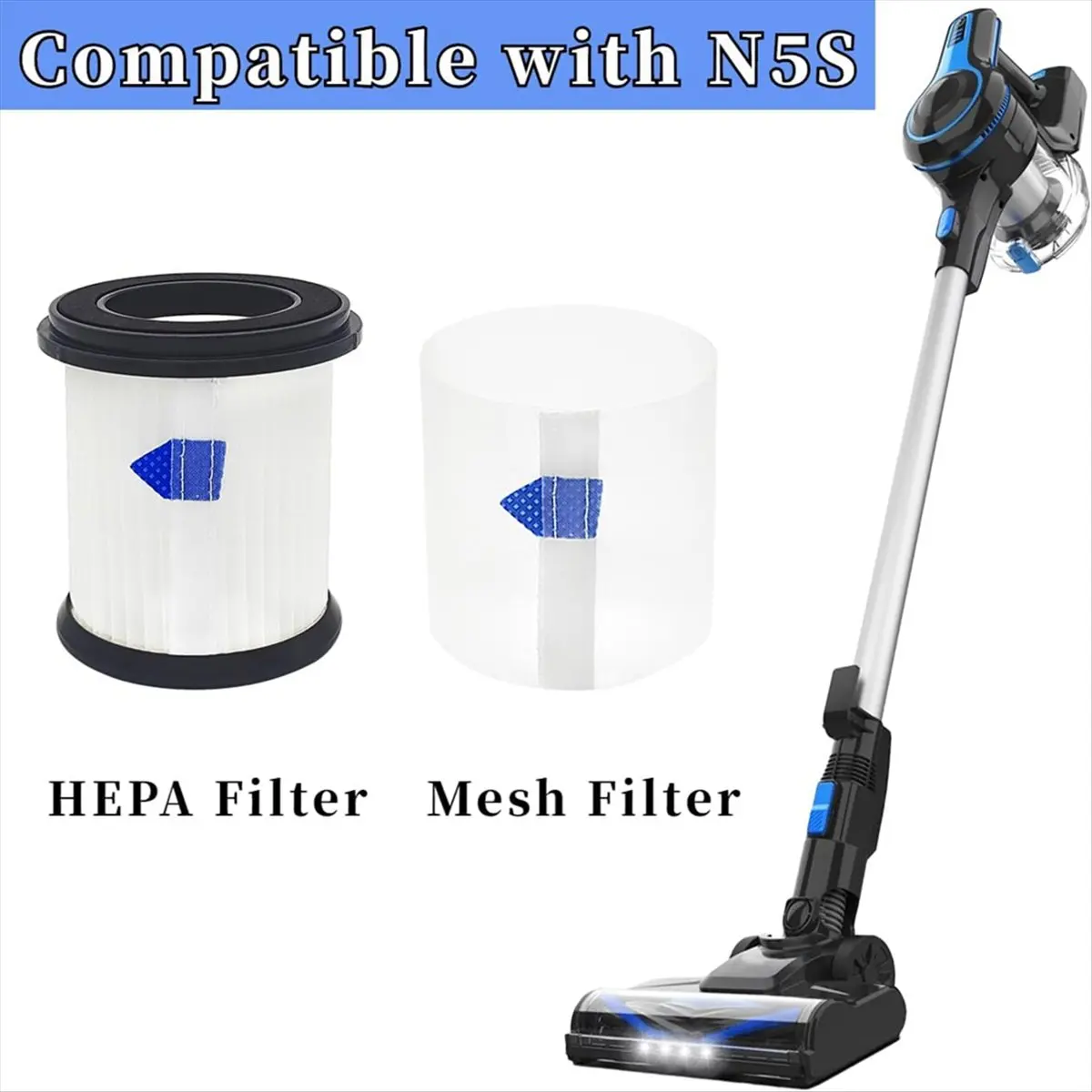 (A20Z) 4 Pack Hepa Filter Replacement for Inse S6t S6p Pro N5s Cordless Vacuum Cleaner,with Mesh Filter Replacement