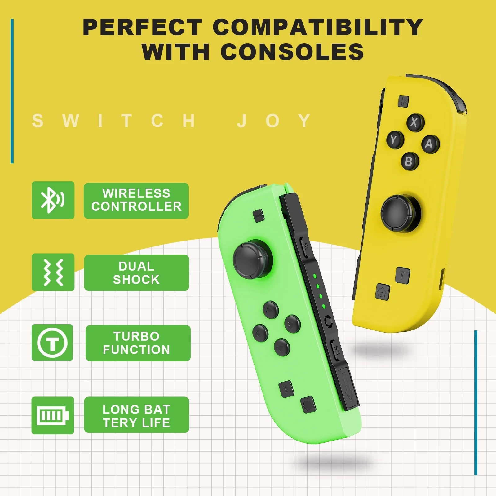 Joypad for Nintendo Switch/Ios/Android/Pc, Gamepad for Remote Controller with Wake-up Function Motion Control Dual Vibration/Mo