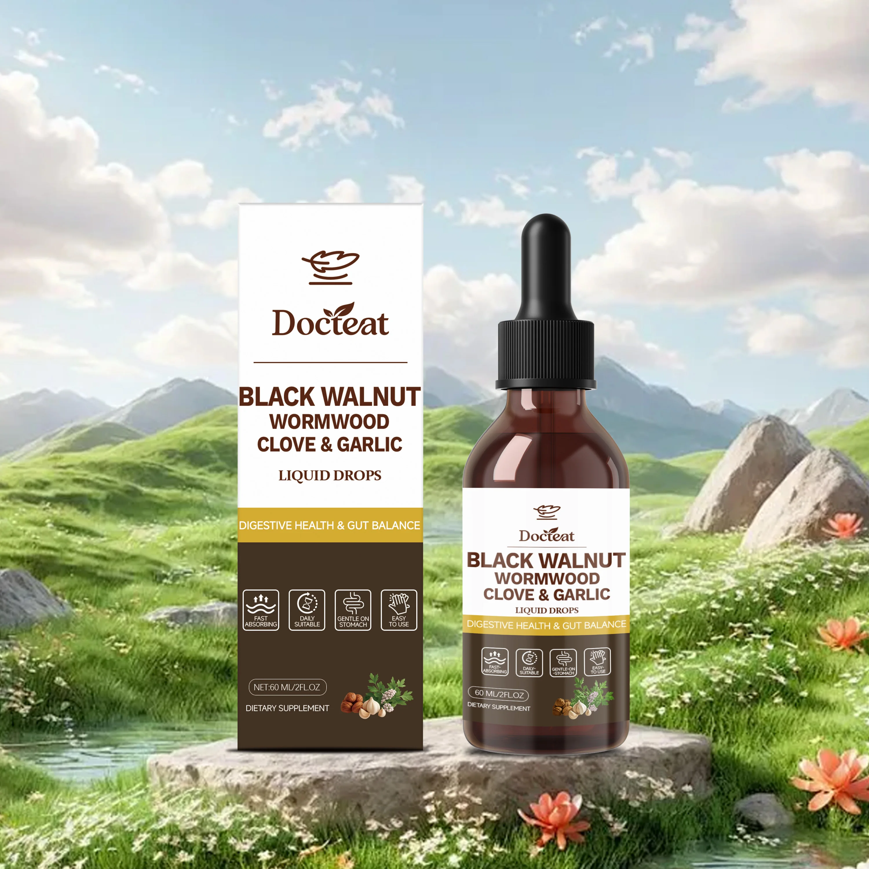 

Black Walnut Wormwood Drops 60ml with Garlic,oreganoo Oil and Berberine Support Digestive Health,intestinal Balance & Clean