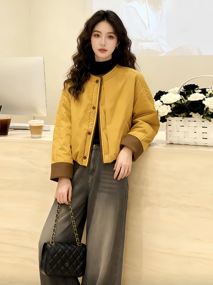 

Slimming down Jacket Women's Cotton Padded Coat Lightweight Loose Fit Autumn Winter New Design Korean Style Commute Fashion
