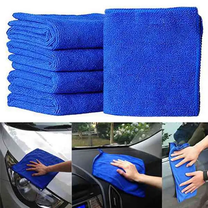 Reliable-20Pcs Absorbent Microfiber Towel Car Home Kitchen Washing Clean Wash Cloth Blue