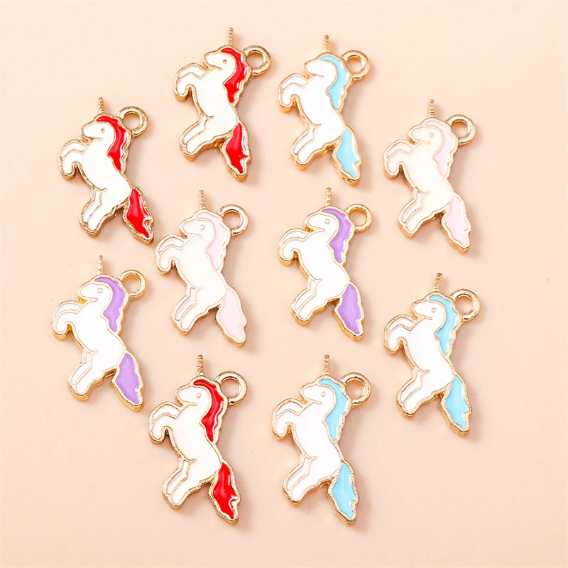 

20pcs 20x13mm Cartoon Enamel Animal Horse Charms Pendants for Jewelry Making Drop Earrings Necklaces Bracelets Accessories Gifts