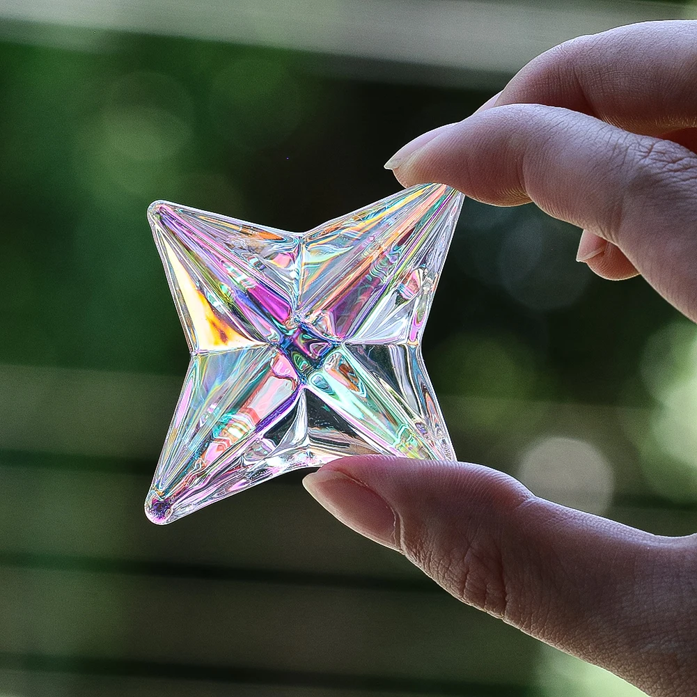 6cm Southern Dipper Doji Star Crystal Prism DIY Sunlight Collector Refracting Centerpiece Aurora Garden Courtyard Party Decor