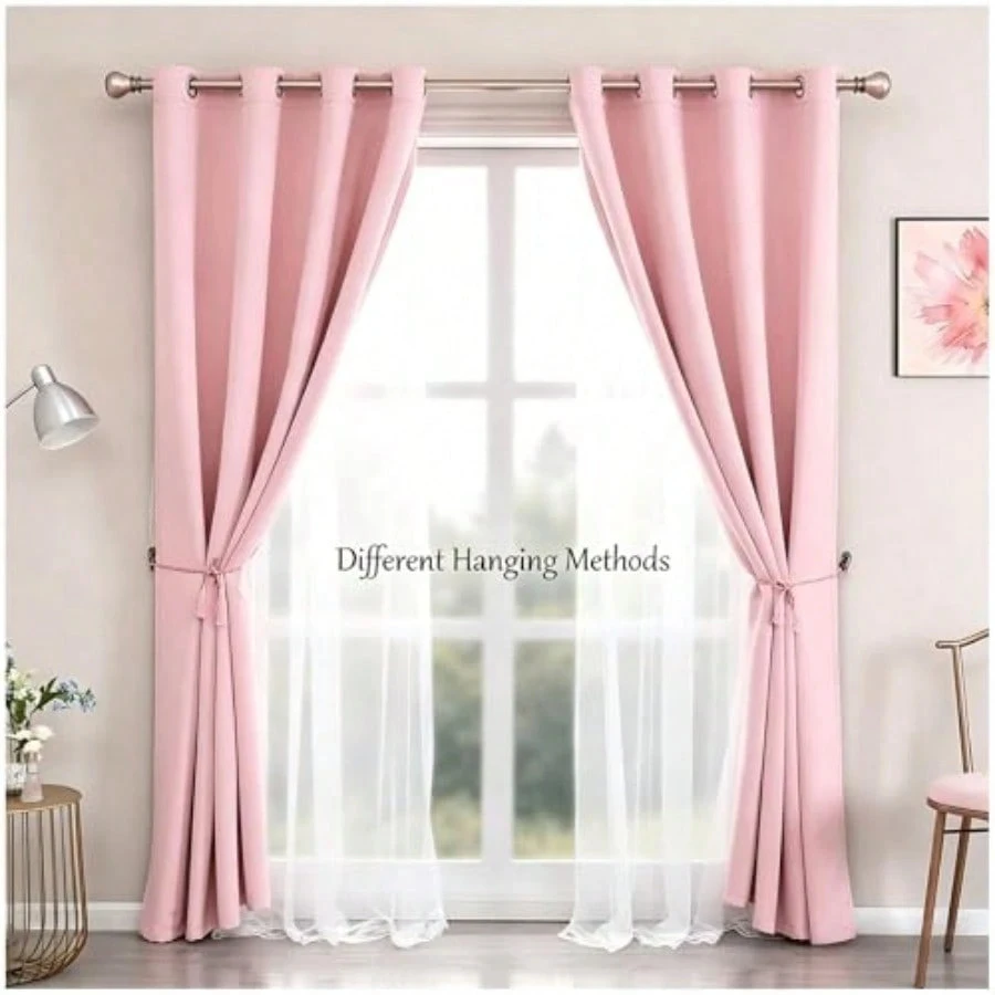 Blackout Curtains with Lac Hms Shr Overlay, Thermal Insulated Soundproofing, Room Darkening, 1 Panel, Energy Efficient