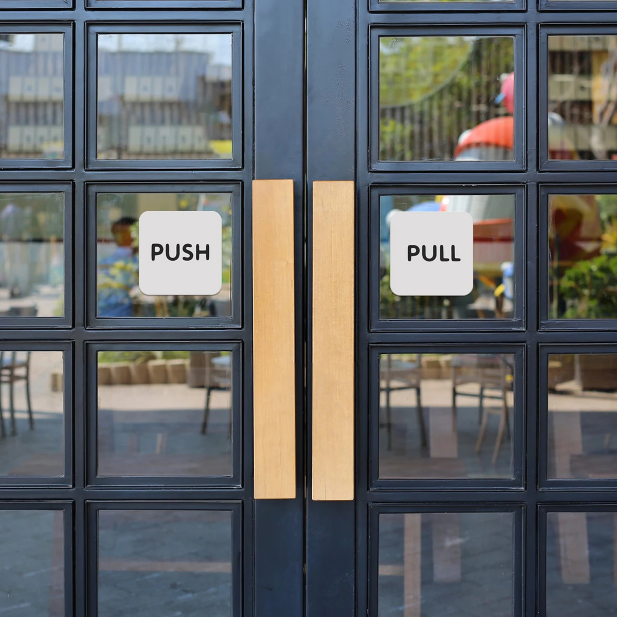 

1 Pair Push Pull Sticker Self Adhesive Door Sign For Entrance Exit Smooth Walls Tiles Glass Metal Plastics Indoor Use 5 Years