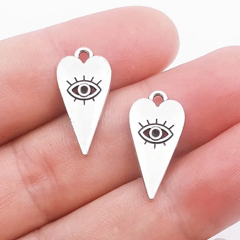 20Pcs/Lot 11*22mm Witch Evil Eye Charms Pendant For Jewelry Making DIY Crafts Making Findings Handmade Tibetan Jewelry