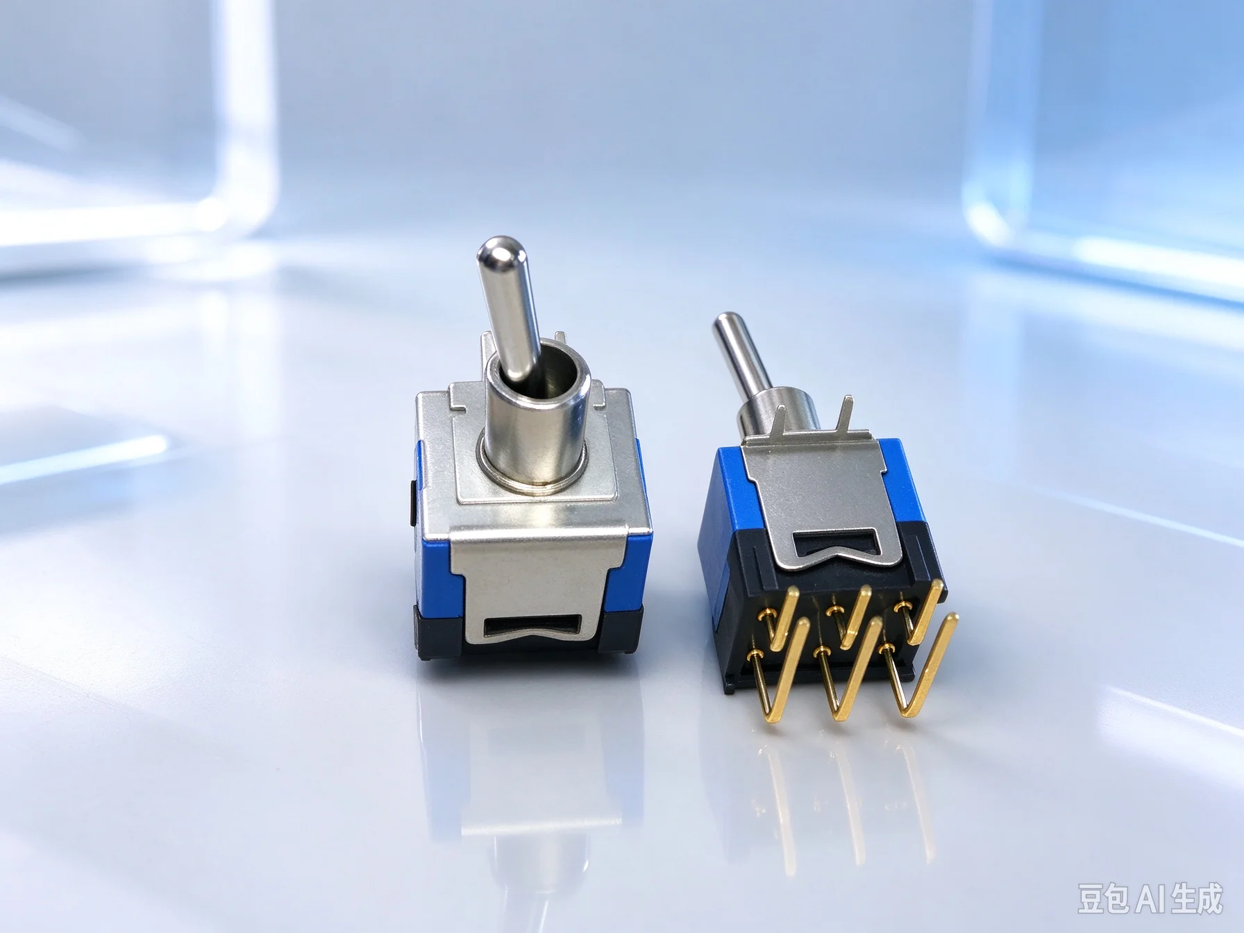 50pcs  Dual Position D2-2022H Toggle Switch 6-Pin Gold Plated Bent Pin for Circuit Control