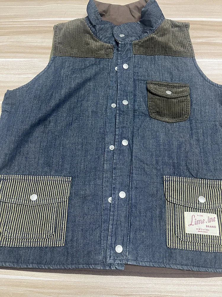 

Женский хлопковый жилет-джат, осень-зима 2022, новый жилет в полоску в стиле ретро с застежкой на одной пуговице, теплая верхняя одежда