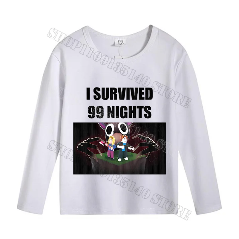 99 ليال في الغابة تي شيرت طويل الأكمام بنين بنات رعب الغزلان مطبوعة الخريف الربيع بلايز الملابس رقيقة س الرقبة الملابس المحملة هدية