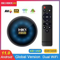HK1 RBOX W2 Smart TV Box Amlogic S905W2 Android 11 TVBOX 2.4G&5G Dual Wifi 4G 32G 64G  AV1 4K BT HDR+ Media Player Set Top Box