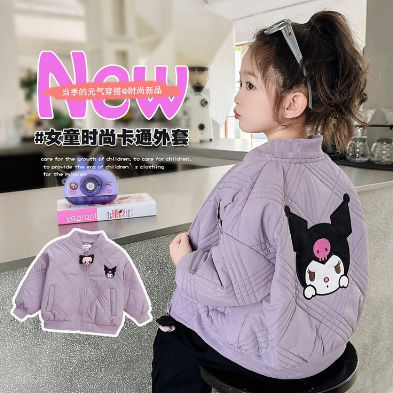 Nuovo Sanrio Ragazze Ragazzi Cartoon Kuromi Giacca Bambini Adolescenti Cappotti di cotone Autunno Inverno Bambini Giacche con cerniera Capispalla sportiva casual
