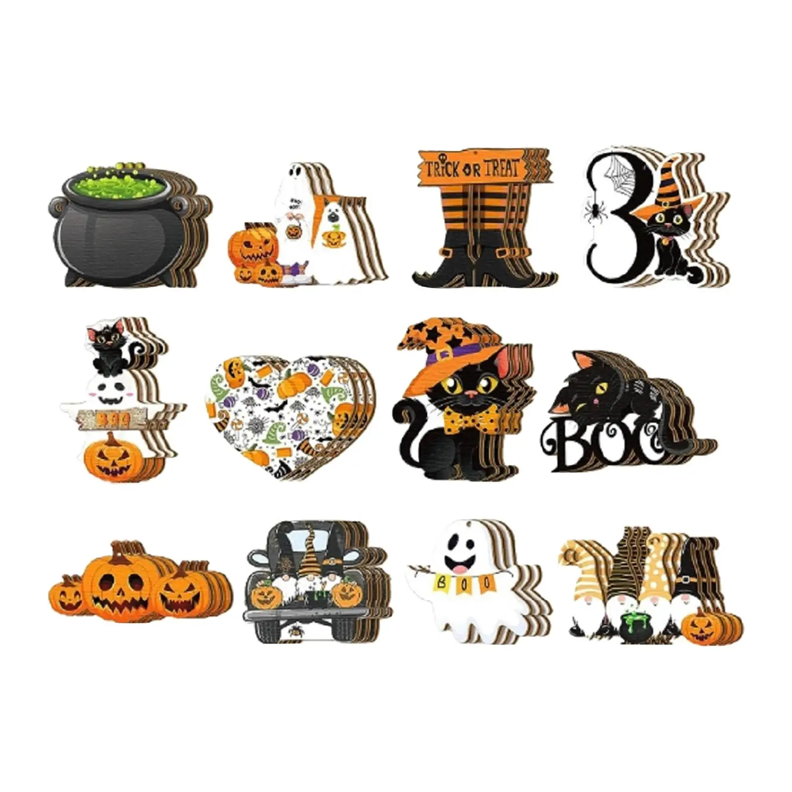 Halloween Decoração Pingente De Madeira, Sala e Decoração do Jardim, 36 PCs