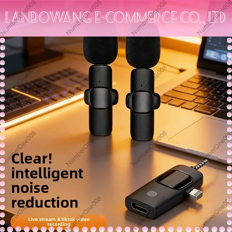 Wireless Lavalier Microphone Noise Reduction Smart Mic for Live Streaming Video Recording Portable