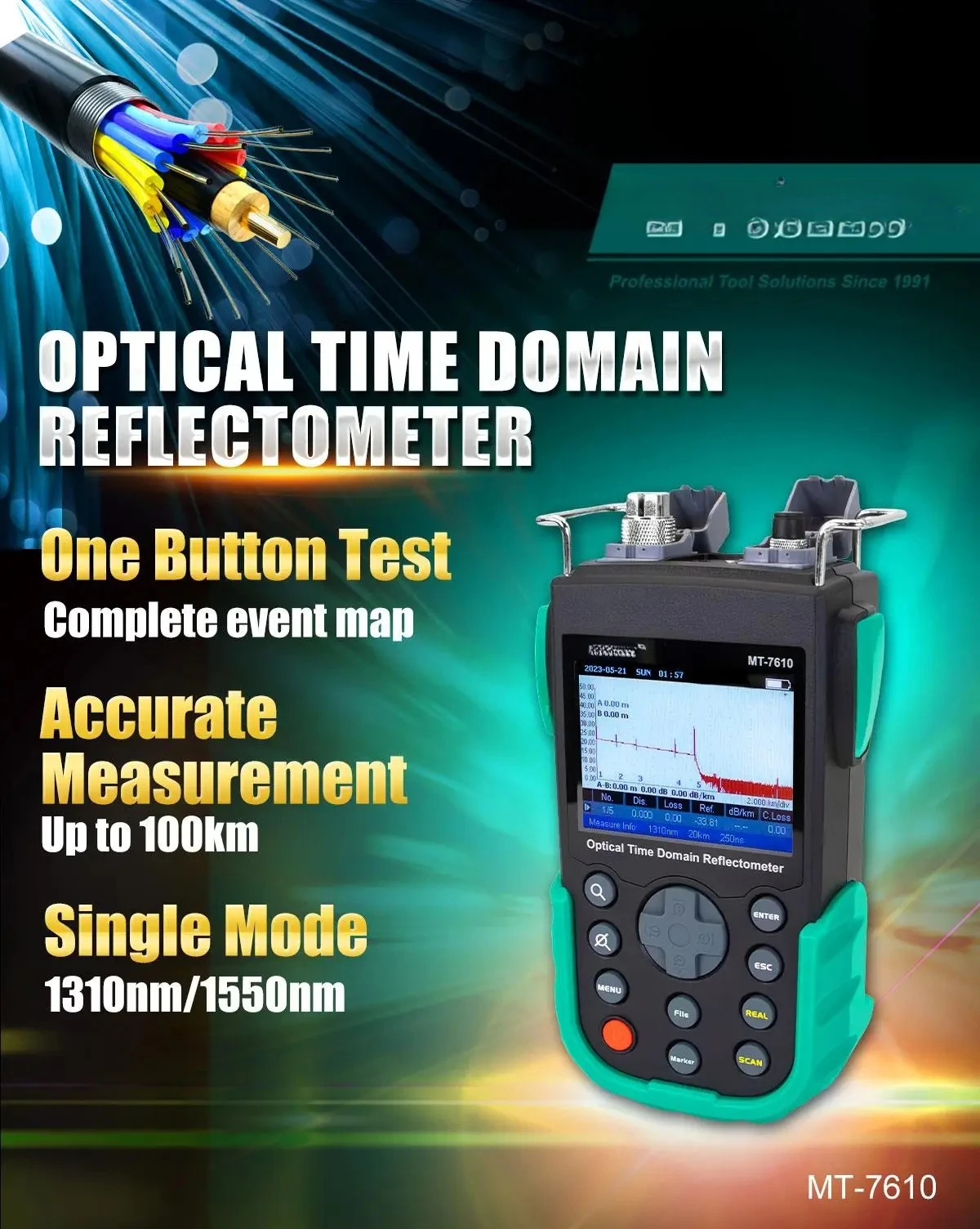 Pro'sKit مقياس انعكاس المجال الزمني البصري جهاز اختبار الألياف الضوئية كاشف نقطة التوقف للخطأ MT-7610G #2