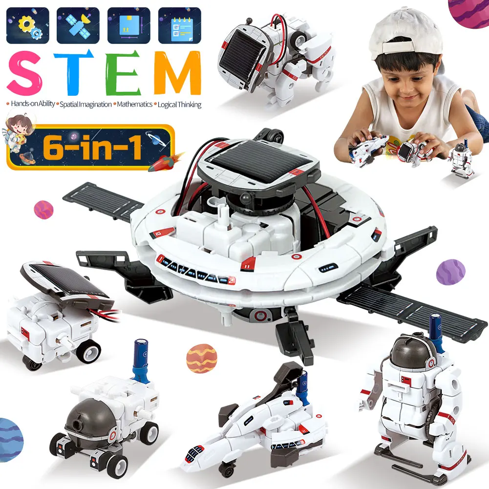 

STEM 6 IN 1 Solar Robot Educational Toys Technology Science Kits Learning Development Scientific Fantasy Toy Kids Children Boys