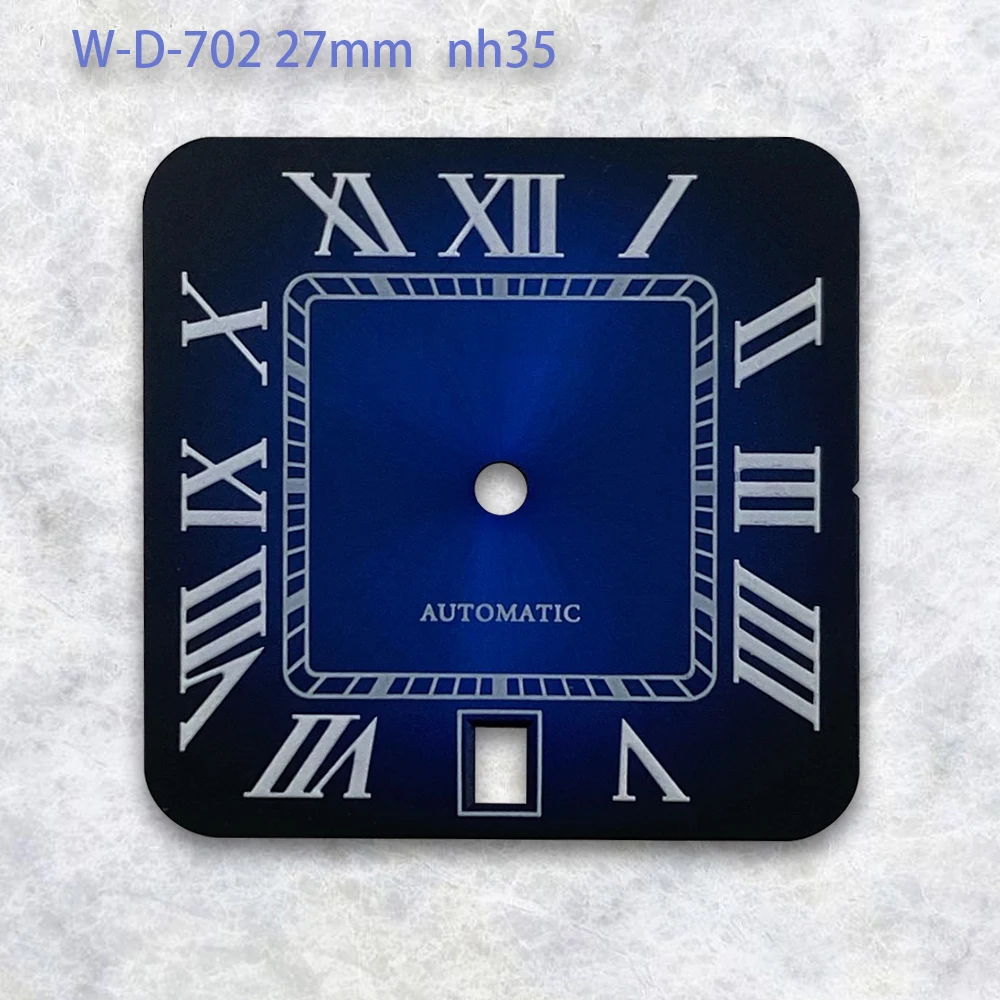 27mm  S Logo Dial Square Sunburst Roman numerals Suitable For NH35/NH36/4R/7S  Japanese Automatic Movement Watch Modification