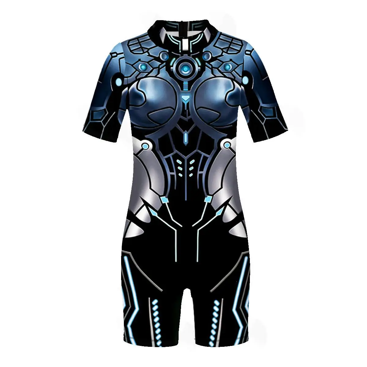 

Cycling Cosplay Costume Jumpsuit Robot Armor Zentai 3D Print Women Long Sleeve Zipper Bodysuit Halloween Party Suit Swimsuit