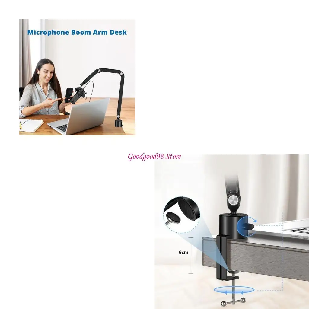 3 Section Adjustable Mic Boom Arm Stand for Desk with Durability Aluminum Alloy 
