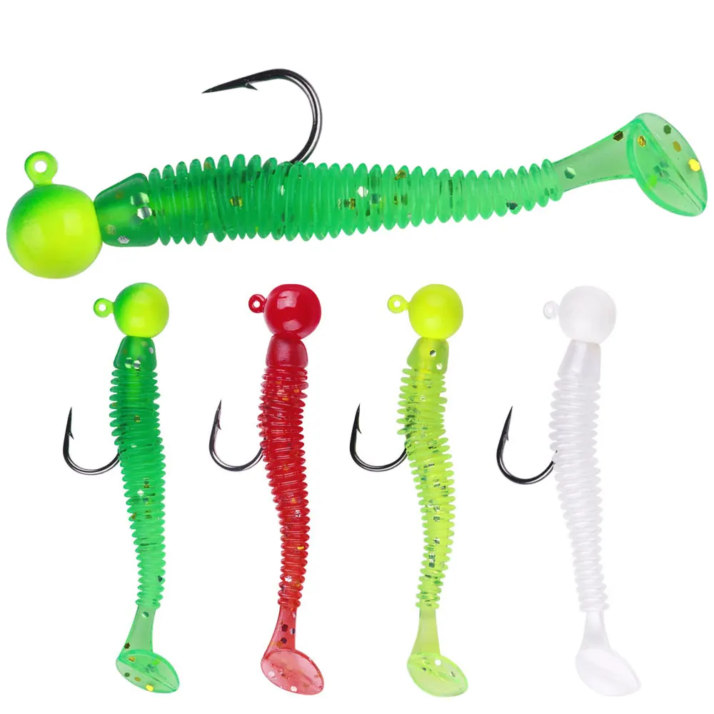 Jigkopf-Weichköder Angelköder Silikon T-Schwanz Paddelschwanz-Swimbait mit Bleihaken 7g 5g 3,5g Künstliche Wobbler