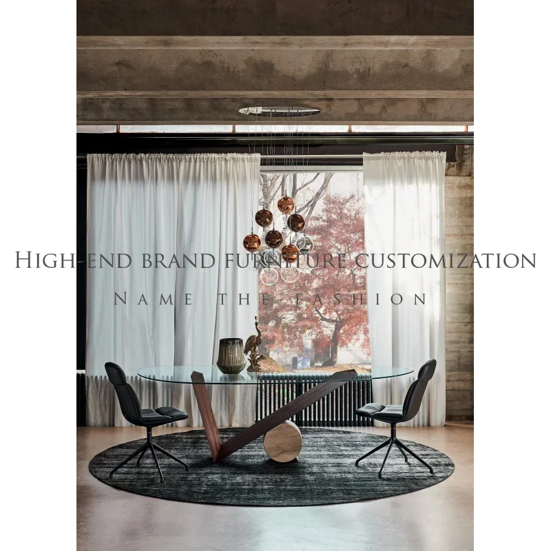 G1218 G1218 Master design irregular glass tea table Italian oak marble dining table