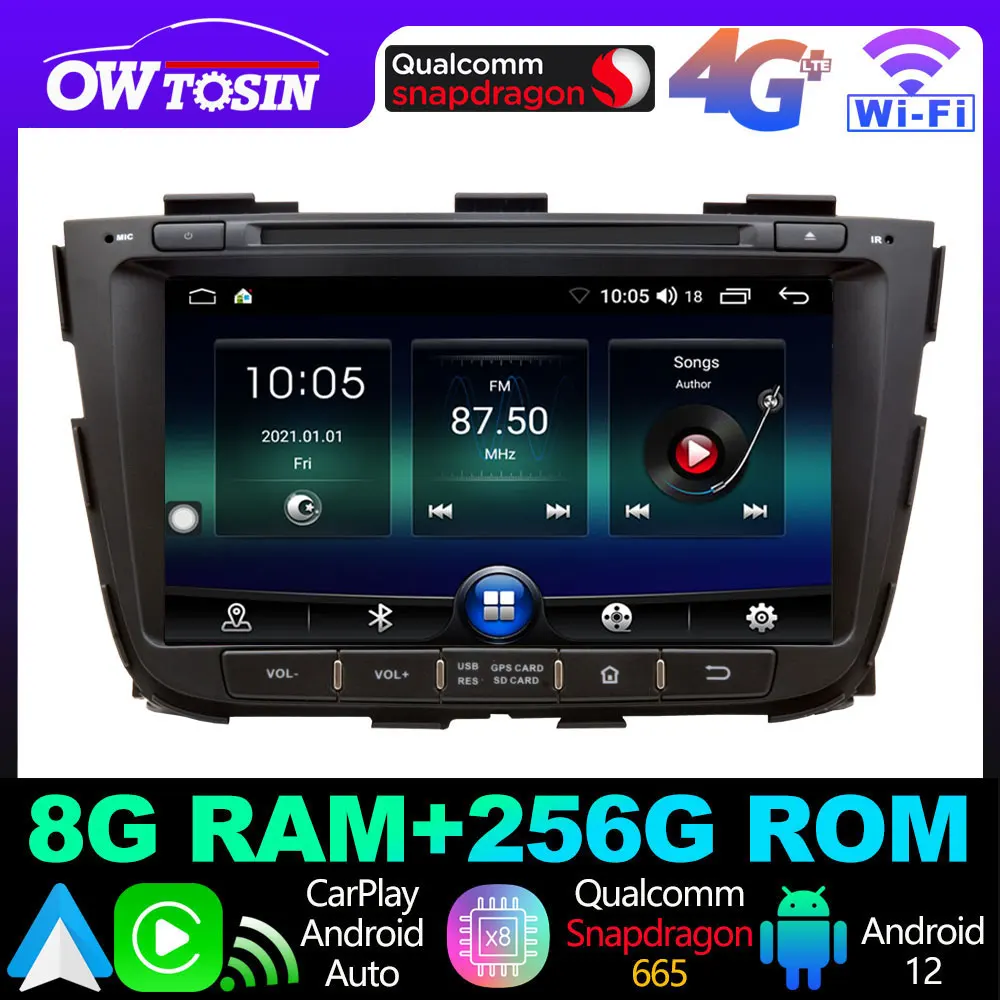 A7870 12G+256G Android 13 Car Multimedia Player For Kia Sorento 2 XM 2012-2020 Wireless CarPlay BT 5.0 GPS Navigation DSP Radio