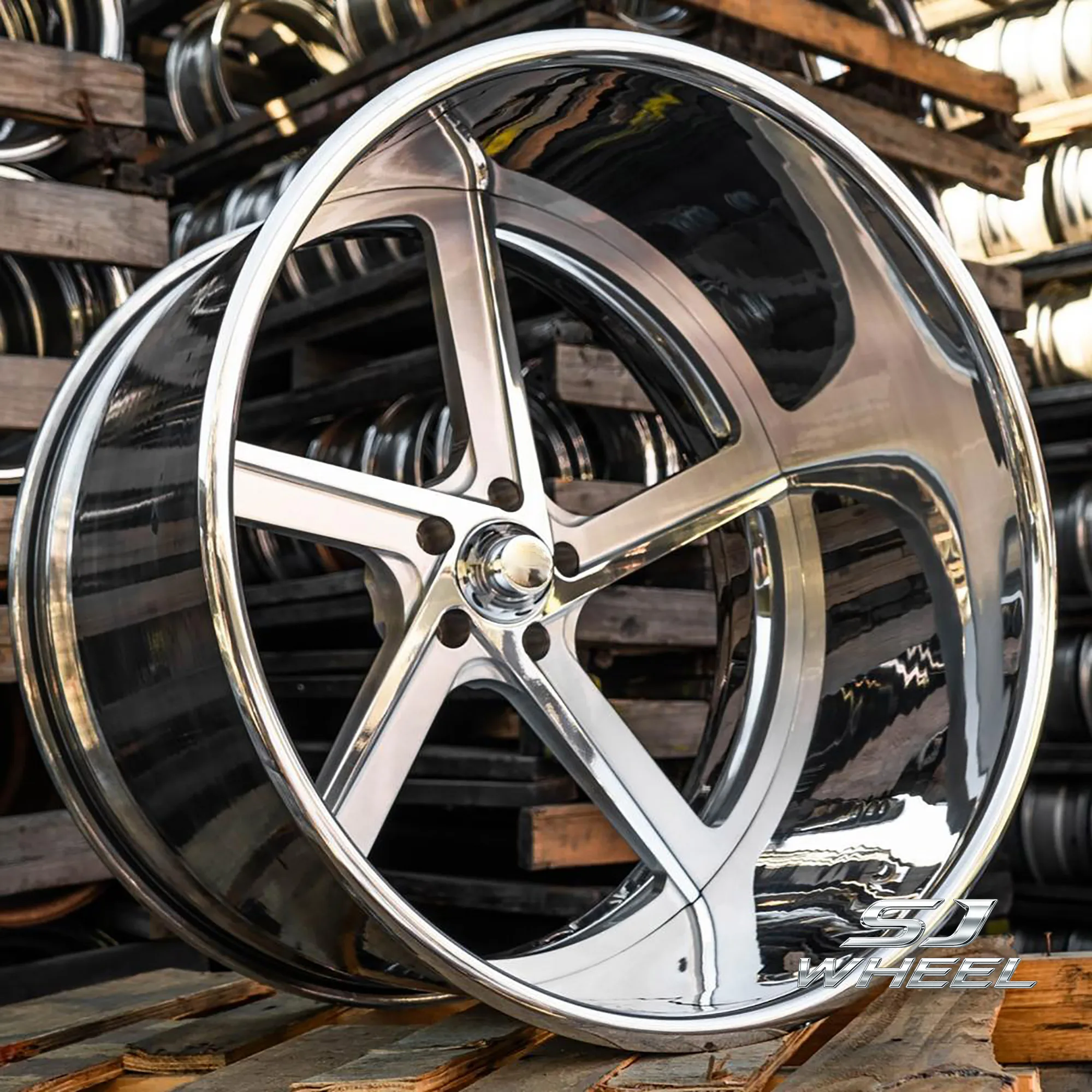 SJ Wheels 2 Pieces 22-28 Inch Big Deep Lip Forged Aluminum Rims Brushed and  Polished Finish 5x127 6x139.7 for US Truck SUV