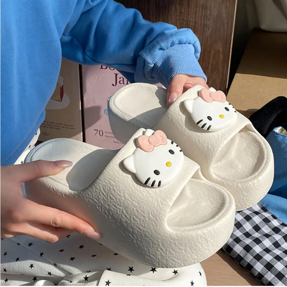 

Summer Hello Kitty Eva Thick Sole Slippers Sanrio Cute Girls Sandals Shoes Outdoor Shoes Women Cartoon Kawaii Female Kt Fashion