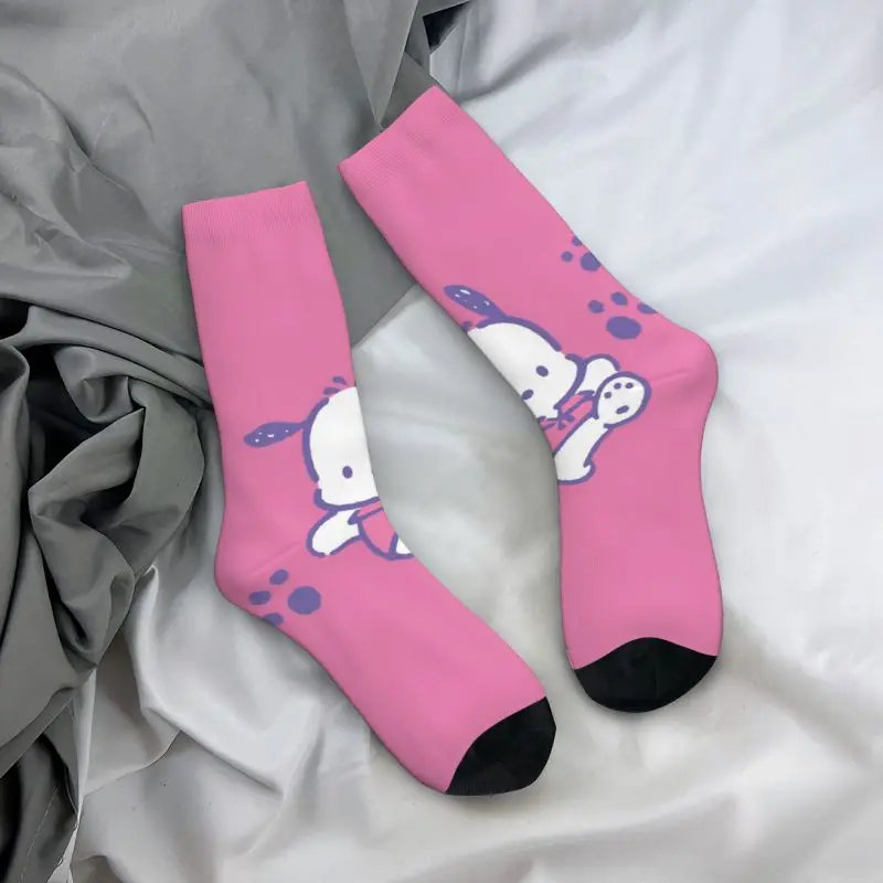 Custom Pochacco Dress Socks for Men Women Warm Fashion Cartoon Cute Anime Crew Socks