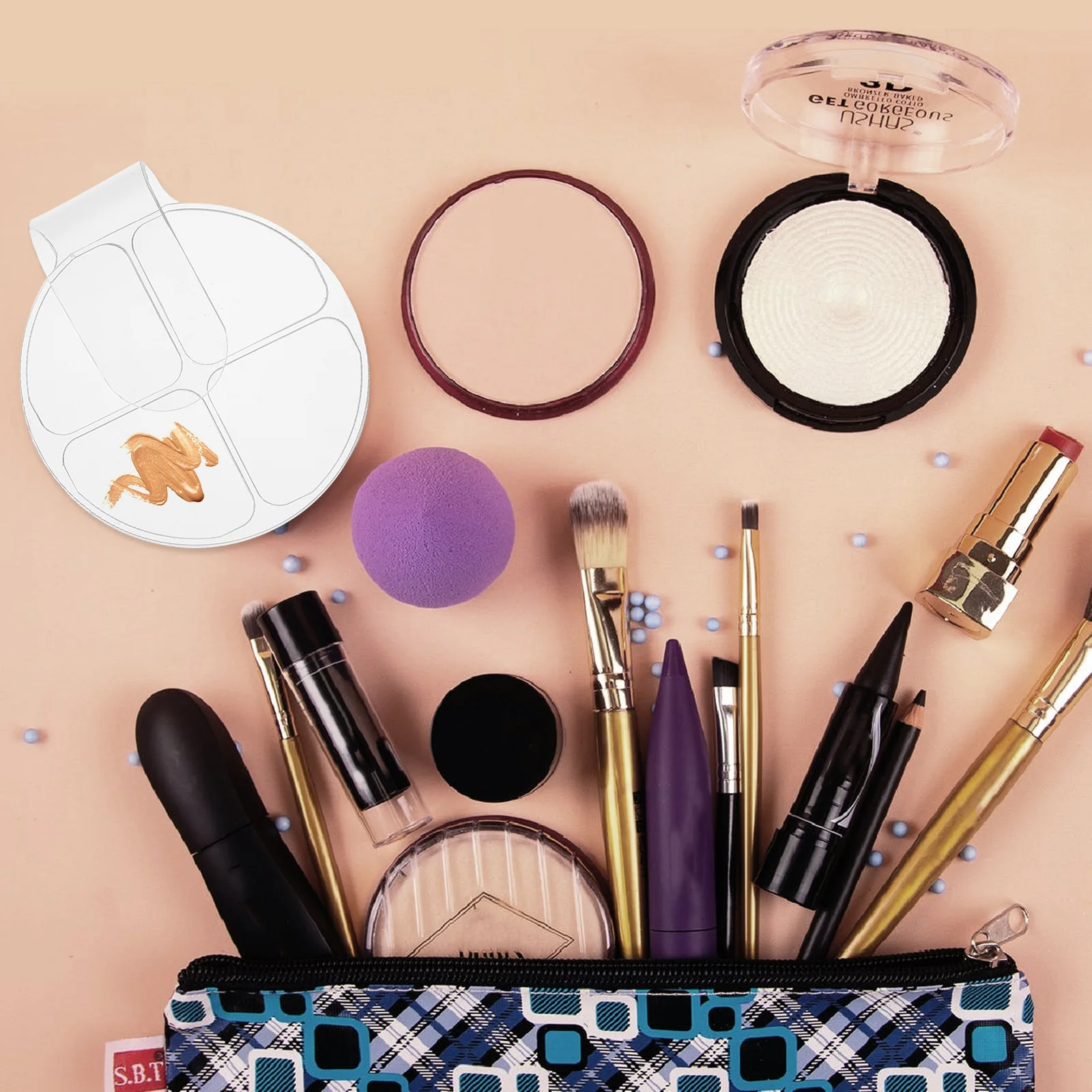 

2Pcs Clear Acrylic Handheld Makeup Mixing Salon Nail Art Color Mixing Trays Makeup Tool