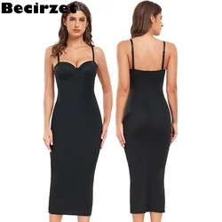 Sexy Girl Shapewear Push Up Slimming Body Shaping Waist Control Women's Black Long Backless Slip Dress With Cup