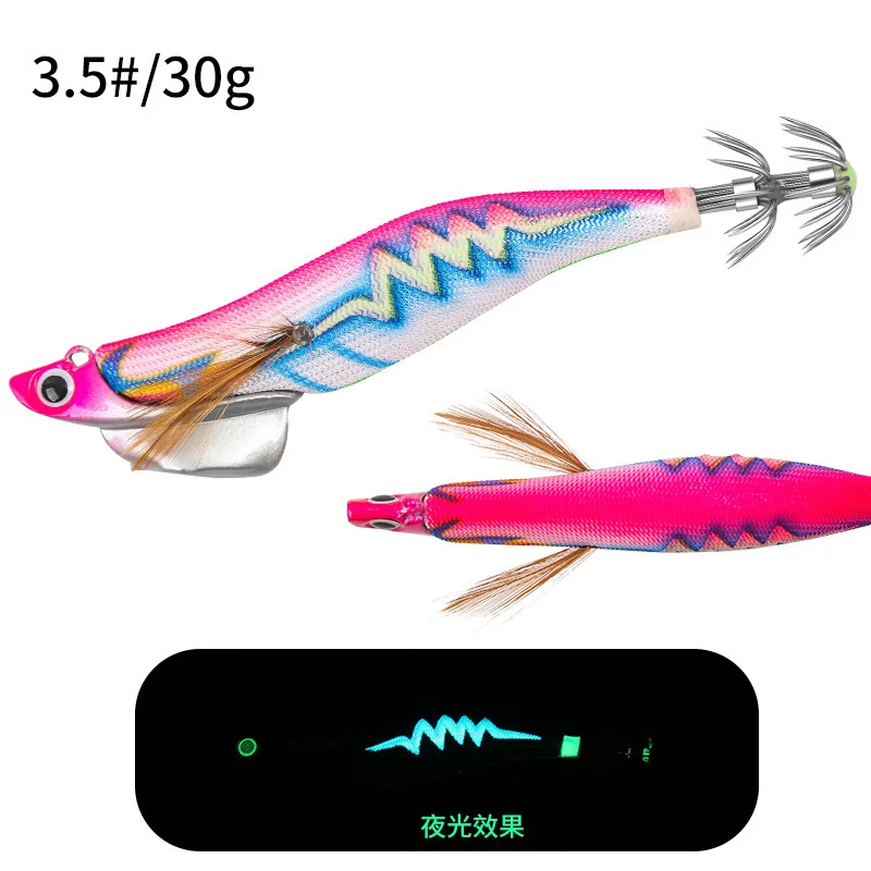 New Egi 30g 40g Luminous Lightning  Shrimp Squid Hook Torrent Deep Water Lead Head Wood Shrimp Fake Shrimp