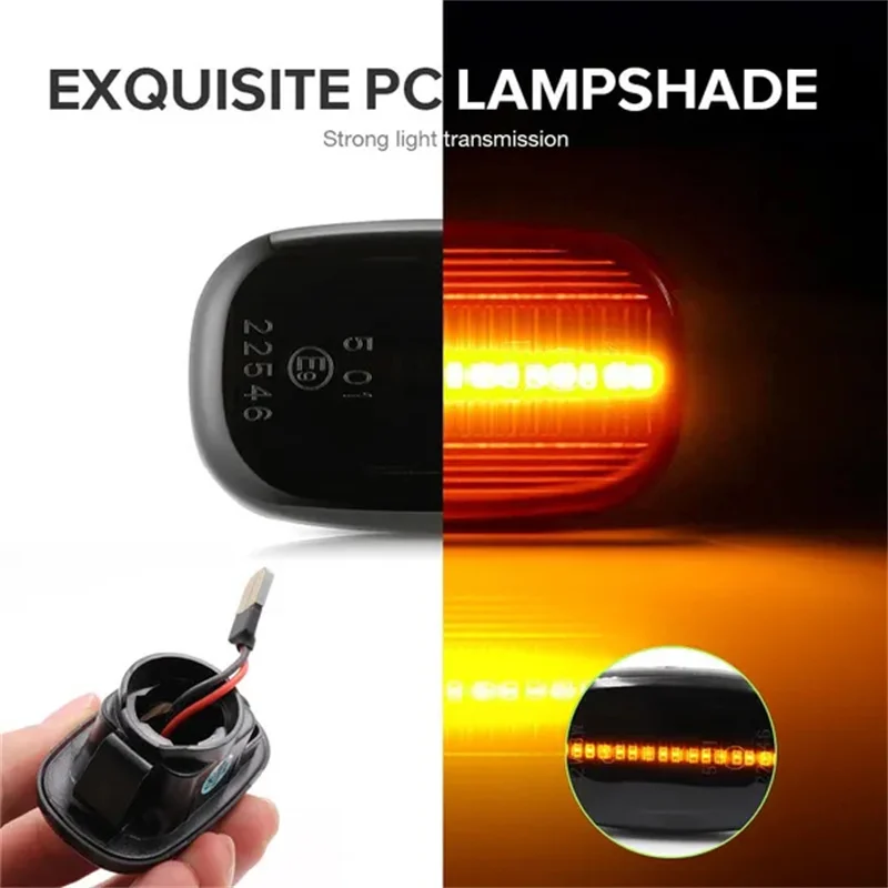 2pcs Smoked Lens Amber Car Light Led Dynamic Side Marker Turn Signal Lights for Toyota Hilux Corolla Camry Prius