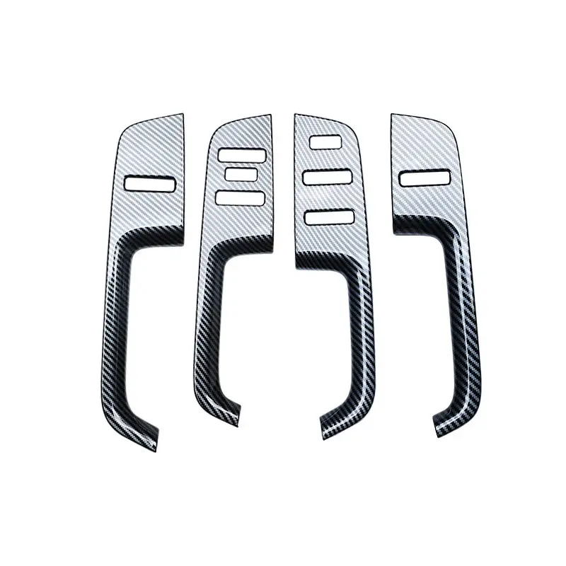 For 2024 Zeekr 001 Window Lift Switch Panel Carbon Fiber Style Bright Frame Cover Trim Sticker Car Interior Accessories