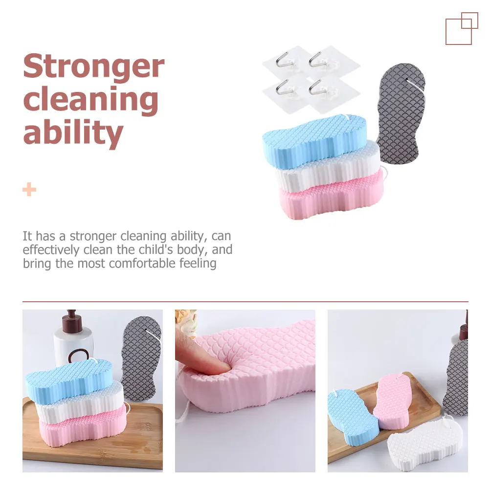 

1 Set Comfortable Baby Bath Sponge Portable Wear-Resistant Body Scrubber For Kids Durable Shower Tool Soft Skin Cleanser Bath