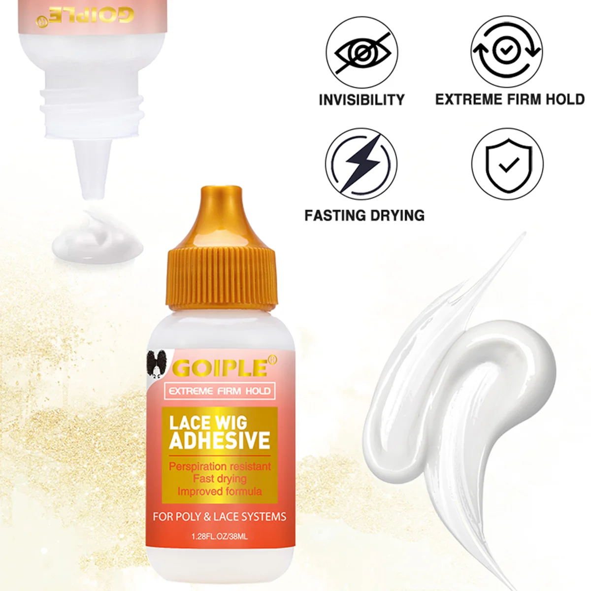 Waterproof Invisible Wig Adhesive for Front Closure Wigs Strong Hold Wig Glue Liquid Remover HD Wig Cap with Adjustable Headband
