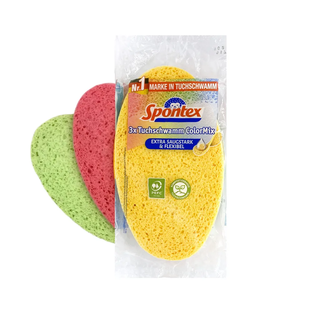 Esponja de Cocina Redonda de Celulosa Francesa Spontex, Paquete de 3 Colores Surtidos