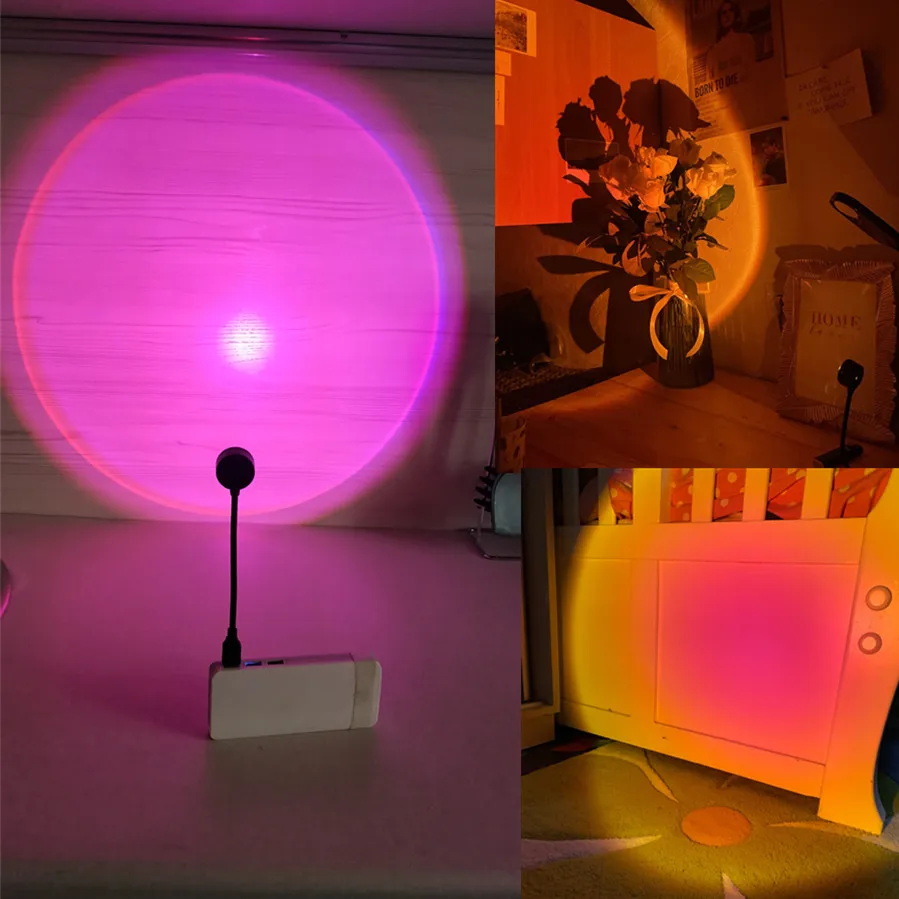 Led USB Sunset Lamp Night Light Projector Birthday Party Decoration Portable Mood Light For Bedroom Living Room Wall Beautiful