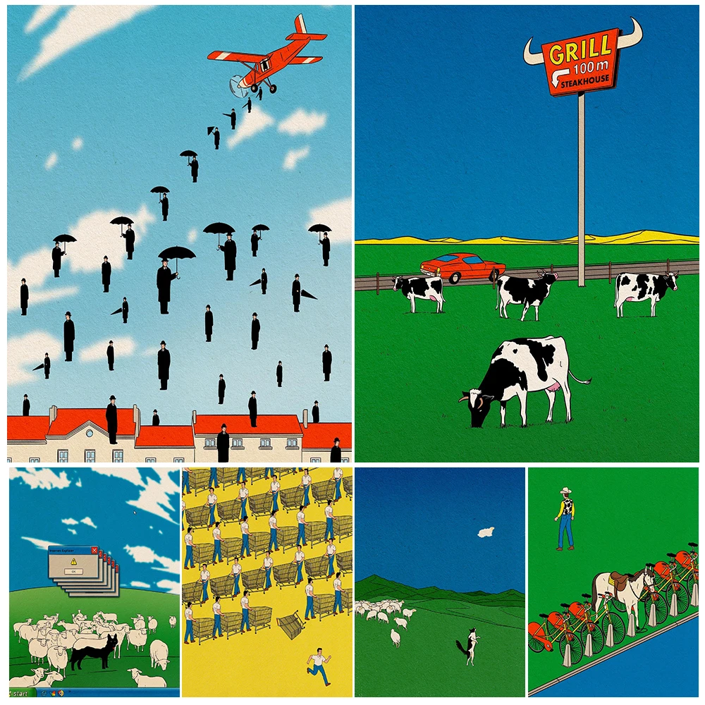 

Computer Virus,Sheepdog,Parking Lot,Skydiving,Abstract Wall Art Print Shopping Queue Art Poster And Print Home Decor Unframed