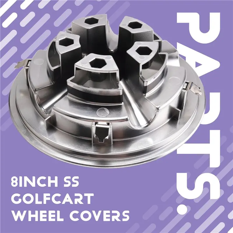 M46K-8Inch SS Golf Cart Wheel Covers, 5 Spoke Design Hub Cap For Golf Carts For Club Car, EZGO,