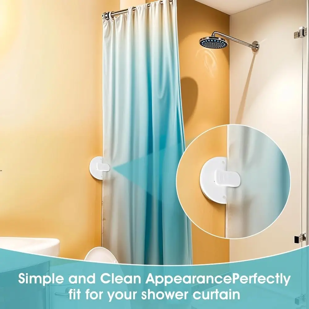 New Self Adhesive Shower Curtain Clips Waterproof White Curtain Fasteners Plastic Material Curtain Clips Bathroom Use