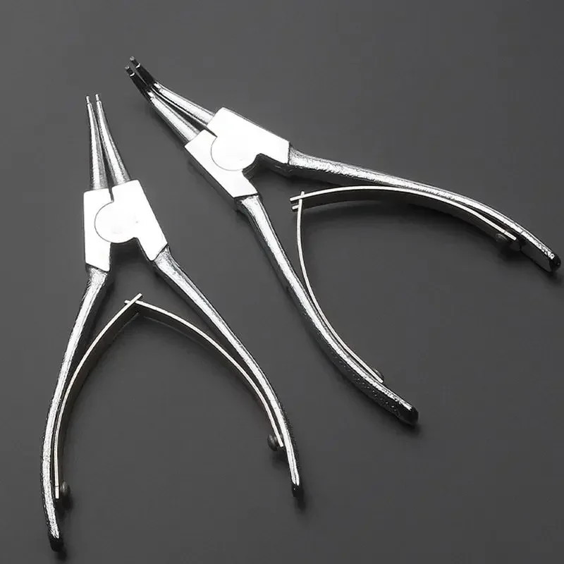 Hole diameter 1.2mm, door handle pin lock ring pliers, precision card ring pliers, straight/angled lock ring pliers 6 inches,