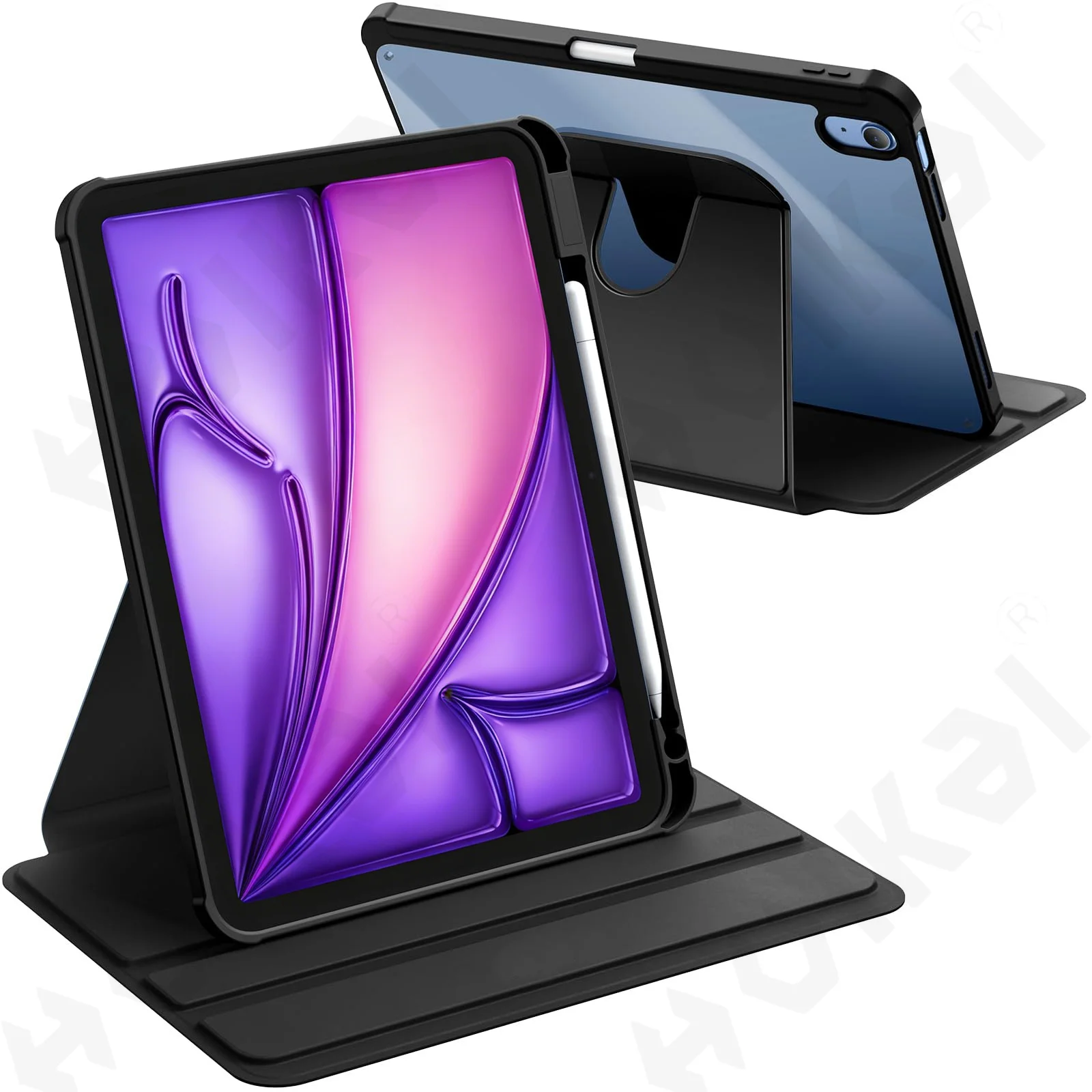 

Case For iPad Air 13 11 M4 inch 2026 Tablet inch with S Pen Holder, 360 Degree Rotation Protective Stand Cover Clear Back