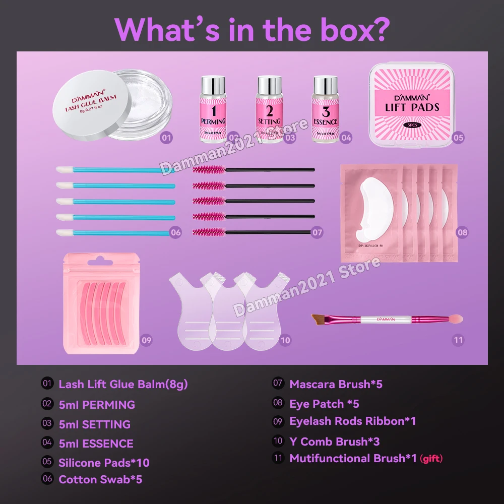 Damman 7 minuti Kit per sollevamento ciglia Kit professionale per permanente ciglia con strumento per sollevamento ciglia Bigodini per sollevamento per uso in salone