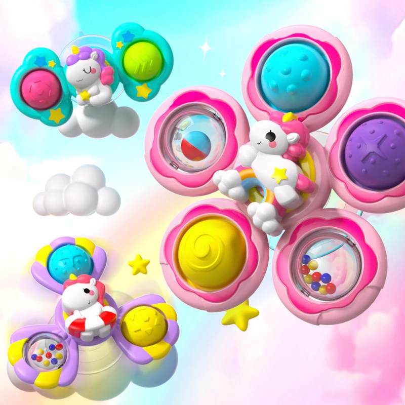 Baby Bath Spinning Toy with Suction Base – Chewable Teether & Finger Spinner Design, Fun Bath Time Toy for Infants