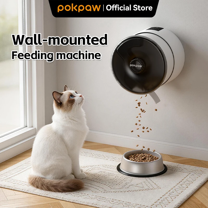 Imagen de Pokpaw - Comedero Automático para Gatos de 4L, Dispensador Inteligente de Comida para Gatos con Temporizador, Suministros para Mascotas, Accesorios para Perros y Gatos