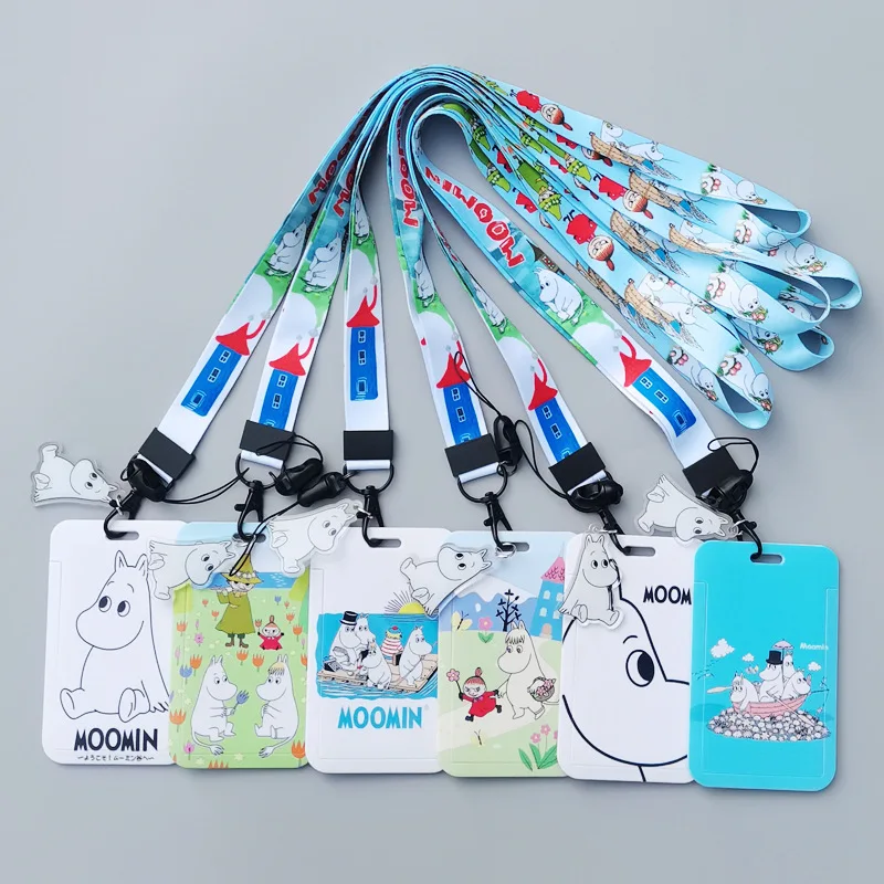 

Kawaii Anime Moomins Series Card Holder Cartoon Character Creativity Cute HD Printing Lanyard Card Sleeve Boys and Girls Gift