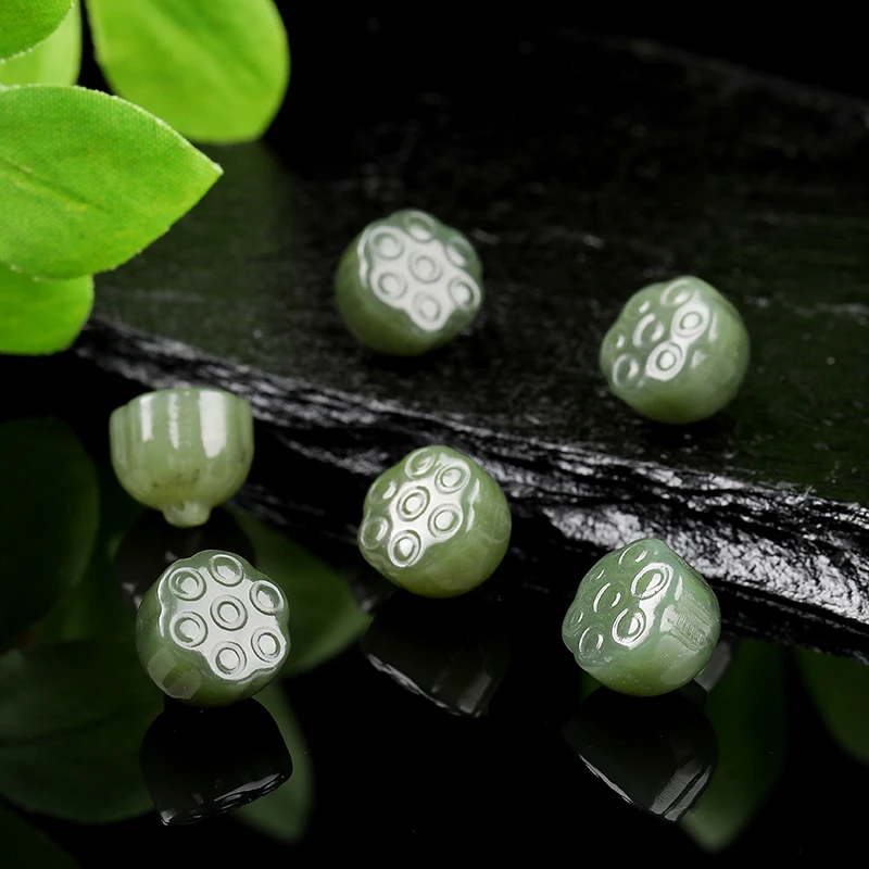 JD 1pc Individual Hetian Jade Nephrite Loose Bead, Smooth Polished Premium Grade Spacer for Handmade DIY Bracelet Jewelry Making