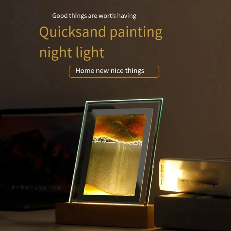 

Sand Art Moving Night Lamp Craft Quicksand 3D Landscape Flowing Sand Picture Hourglass Gift LED Table Night Light