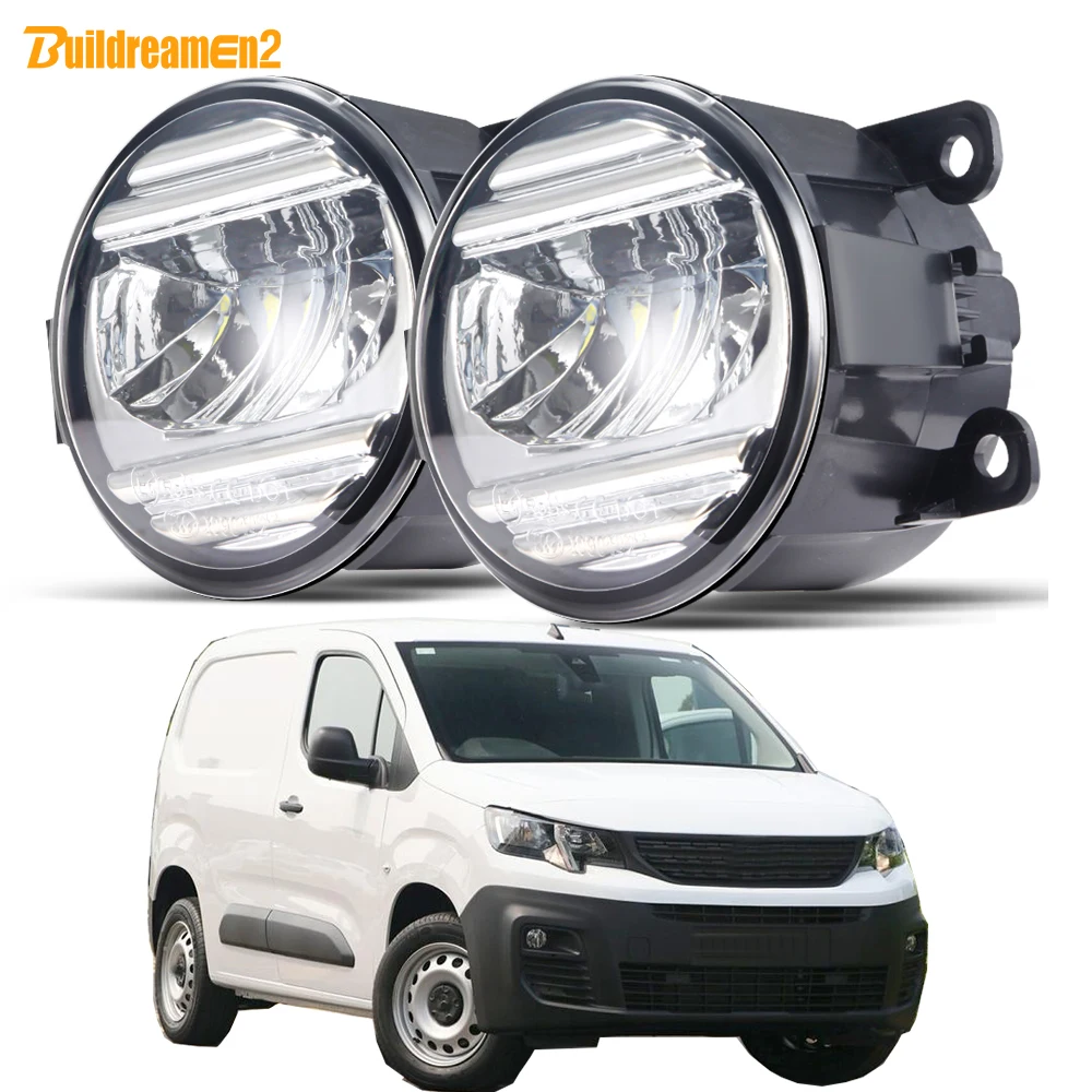 2 Pieces LED Fog Light Assembly For Peugeot Partner Box/MPV (K9) 2018-2023 30W H11 Car Fog Daytime Running Lamp DRL Styling